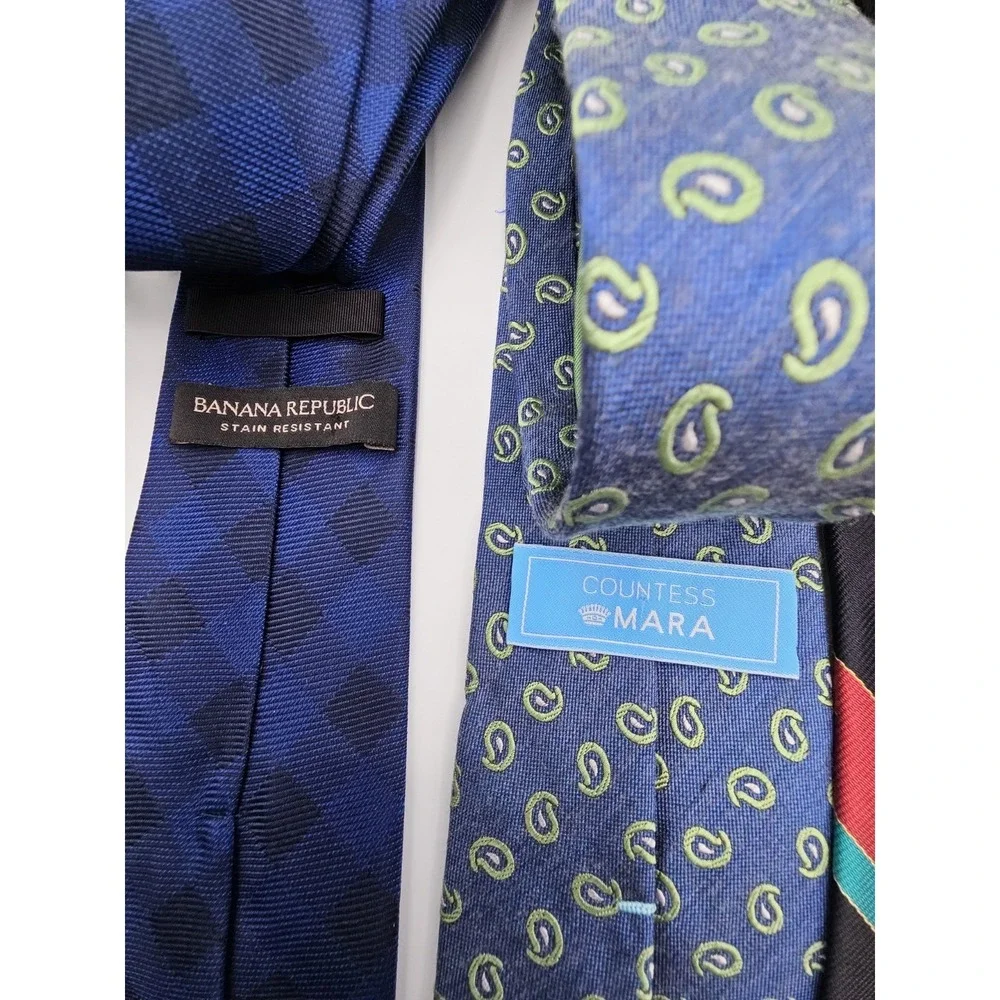 Vintage Men's Silk Tie Lot of 7 Banana RepublicTie BarCountess Mara Mixed Brands